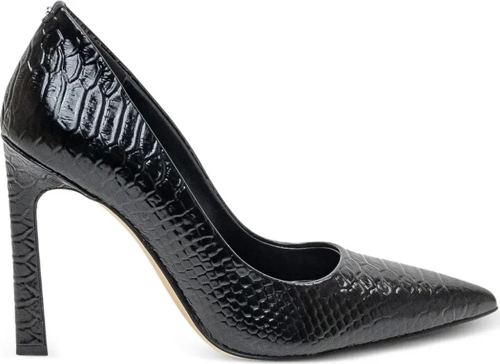 100mm Snakeskin-Textured Pointed-Toe Pumps