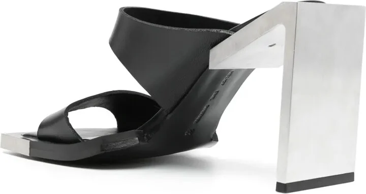 100mm Square-Open Toe Leather Sandals - Image 3