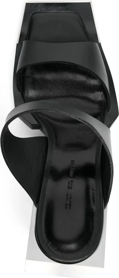 100mm Square-Open Toe Leather Sandals - Image 4