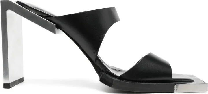 100mm Square-Open Toe Leather Sandals