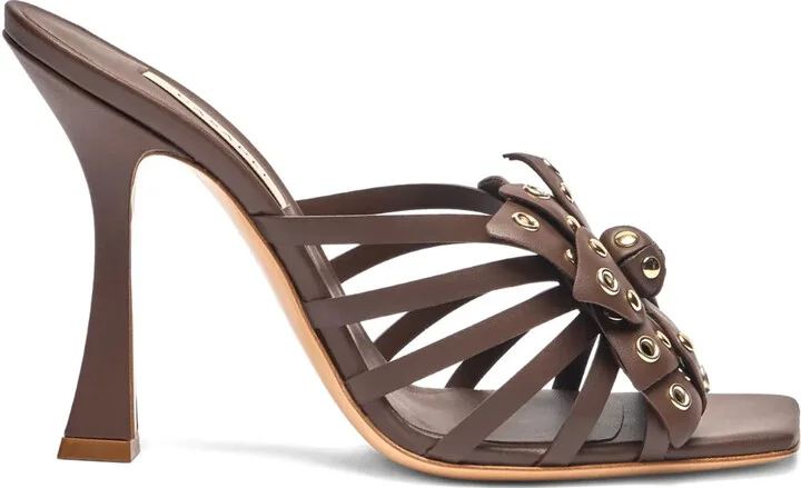 100mm Strapped Heeled Mules