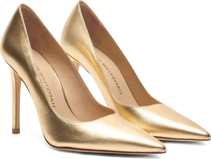 100mm Stuart Power metallic-leather pointed-toe pumps - Image 2