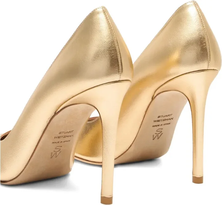 100mm Stuart Power metallic-leather pointed-toe pumps - Image 5