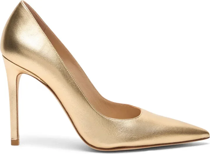 100mm Stuart Power metallic-leather pointed-toe pumps