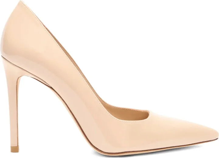 100mm Stuart power pointed-toe patent pumps