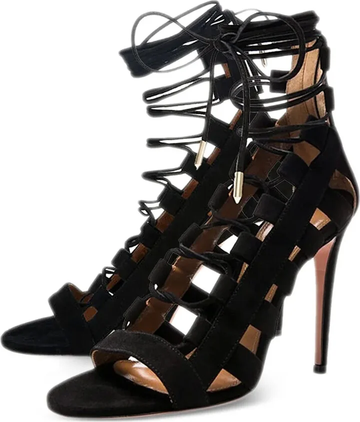 100mm Suede Heeled Sandals - Image 2