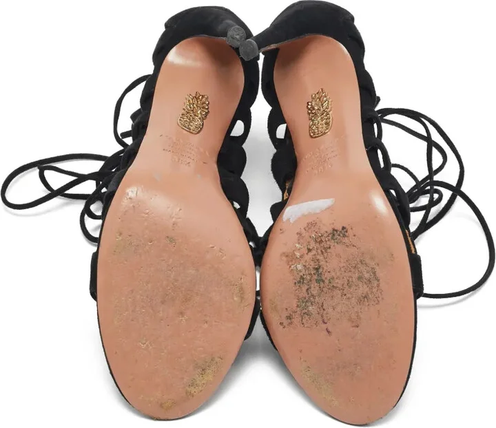 100mm Suede Heeled Sandals - Image 4