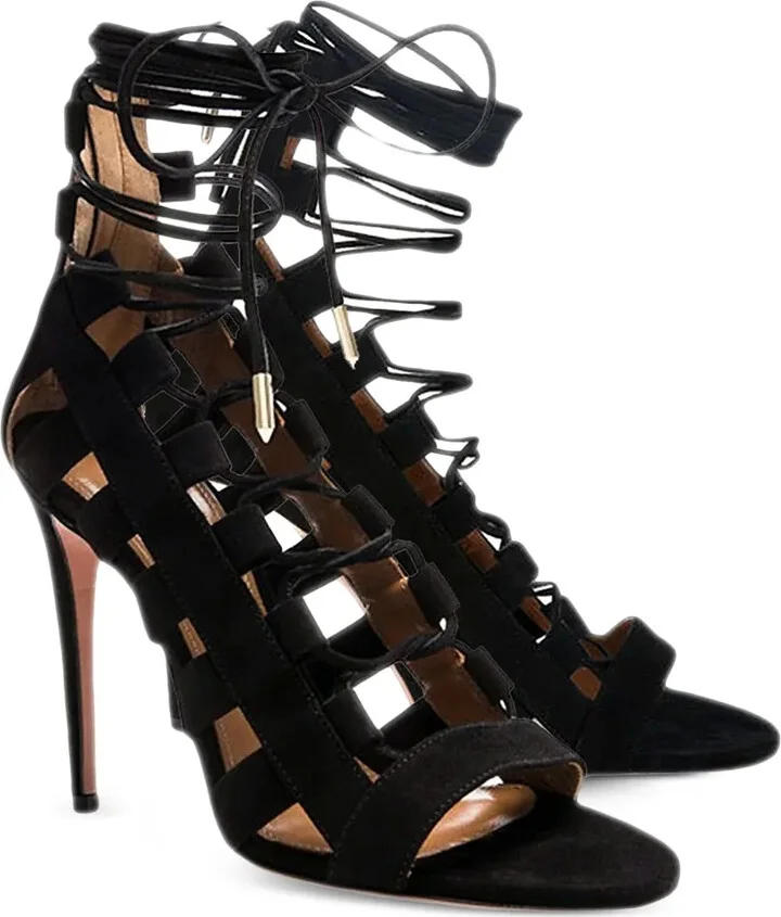 100mm Suede Heeled Sandals - Image 5