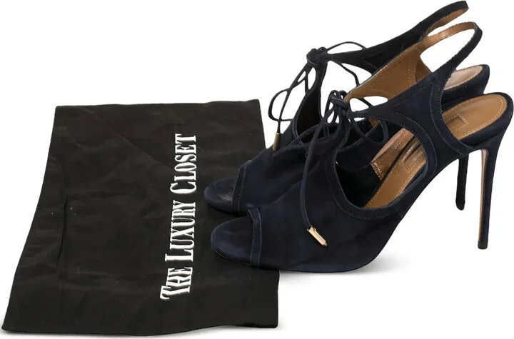 100mm Suede Heeled Sandals - Image 4