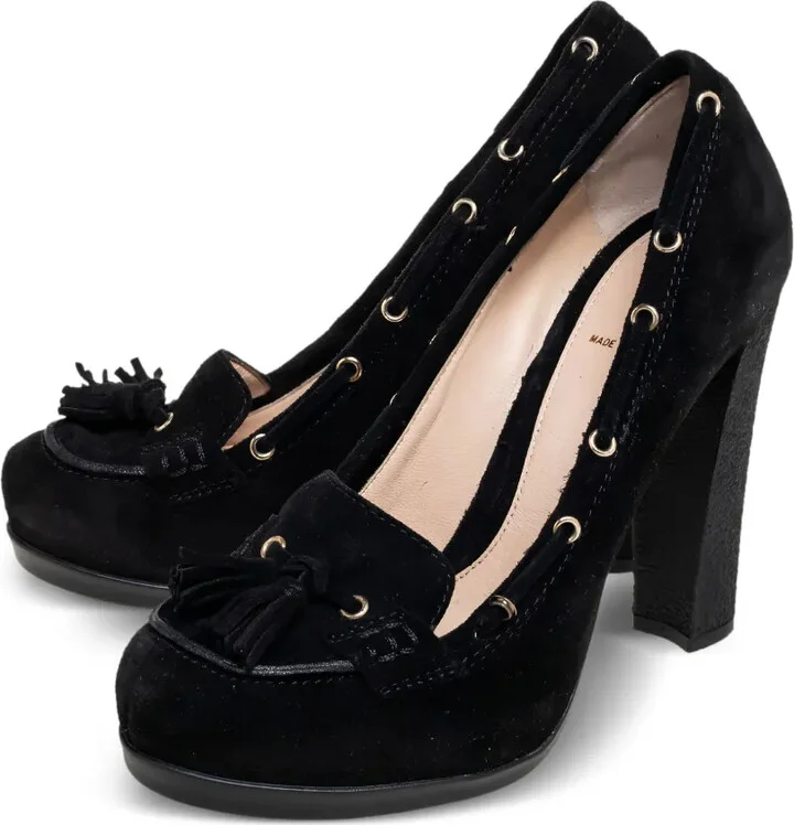 100mm Suede Loafer Pumps - Image 3