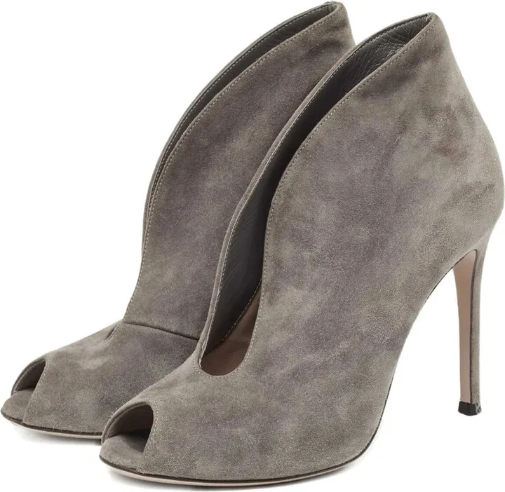 100mm Suede Peep-Toe Pumps