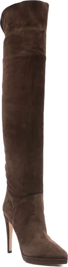 100mm Suede Stiletto Knee-High Boots - Image 2
