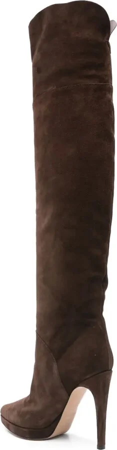 100mm Suede Stiletto Knee-High Boots - Image 3