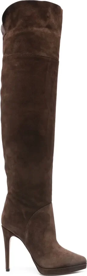 100mm Suede Stiletto Knee-High Boots