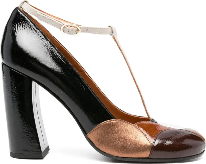 100mm T-Bar Block-Heel Pumps