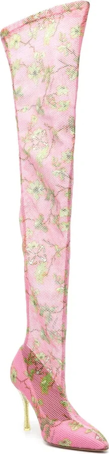 100mm Thigh-High Mesh Boots - Image 2