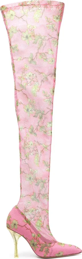 100mm Thigh-High Mesh Boots