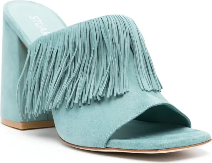 100mm Tia Fringe suede sandals - Image 2