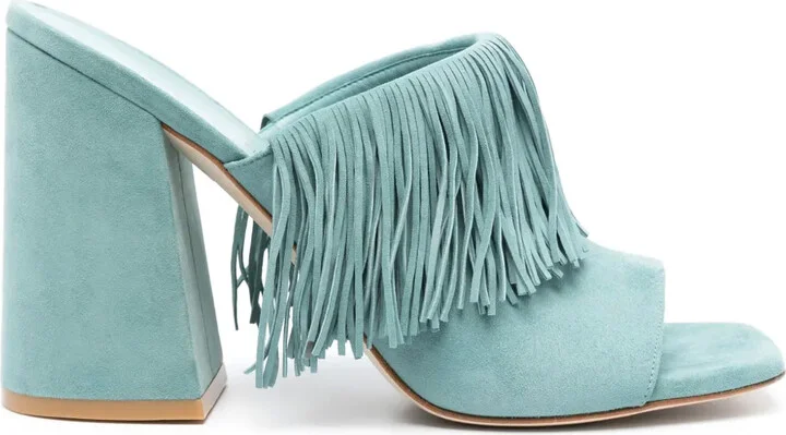100mm Tia Fringe suede sandals