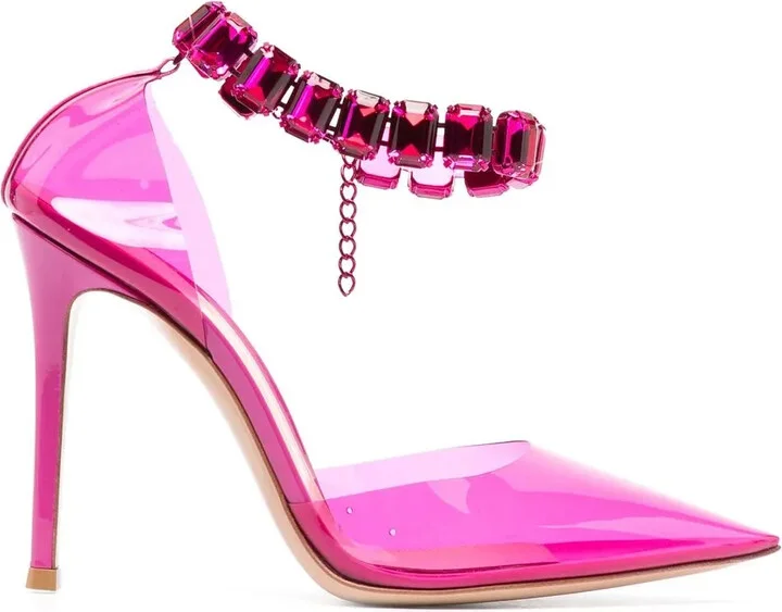 100mm Transparent Crystal-Embellished Pumps