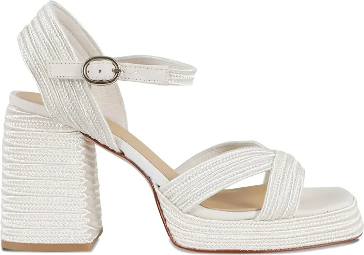 100MM Valle/142 metallic-weave block-heel sandals