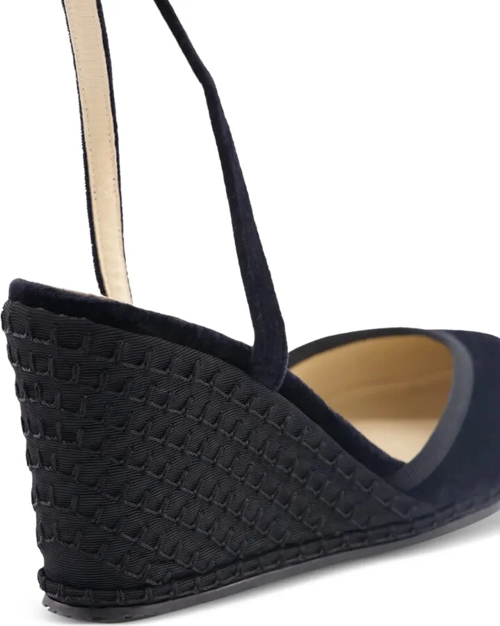 100mm Velvet Lace-Up Heeled Espadrilles - Image 5