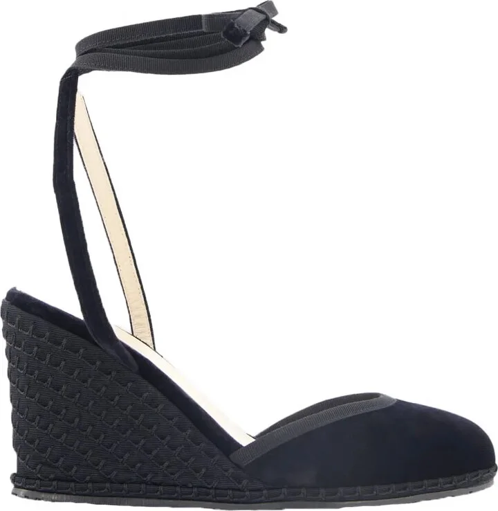 100mm Velvet Lace-Up Heeled Espadrilles