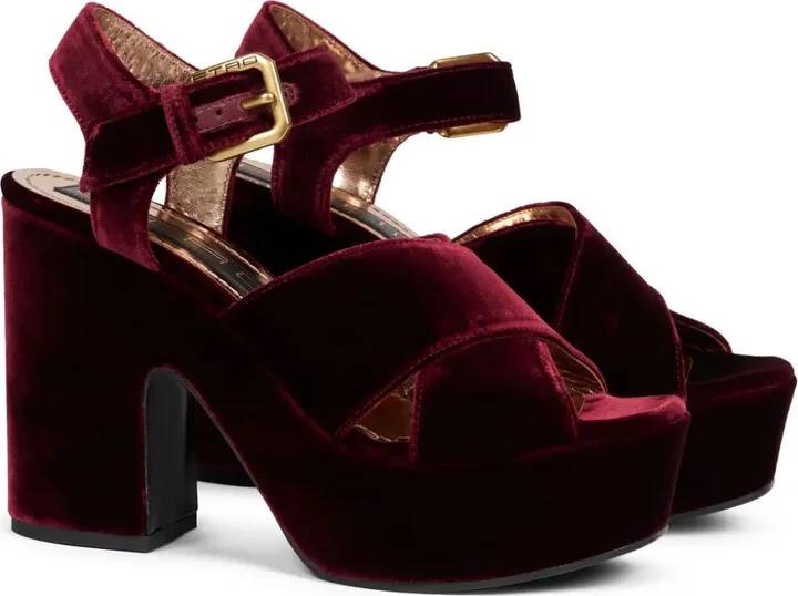 100mm Velvet Platform Sandals - Image 2