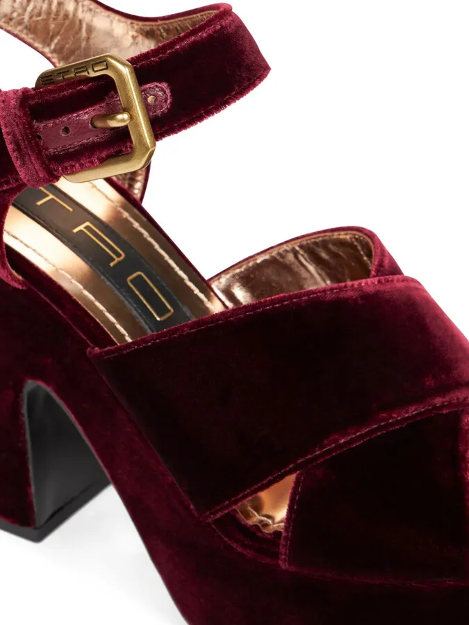 100mm Velvet Platform Sandals - Image 3