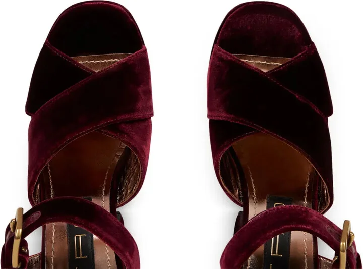 100mm Velvet Platform Sandals - Image 4