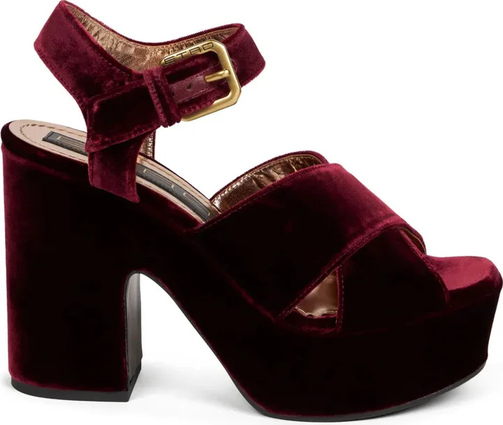 100mm Velvet Platform Sandals
