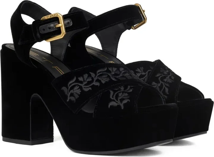 100mm Velvet Sandals - Image 2