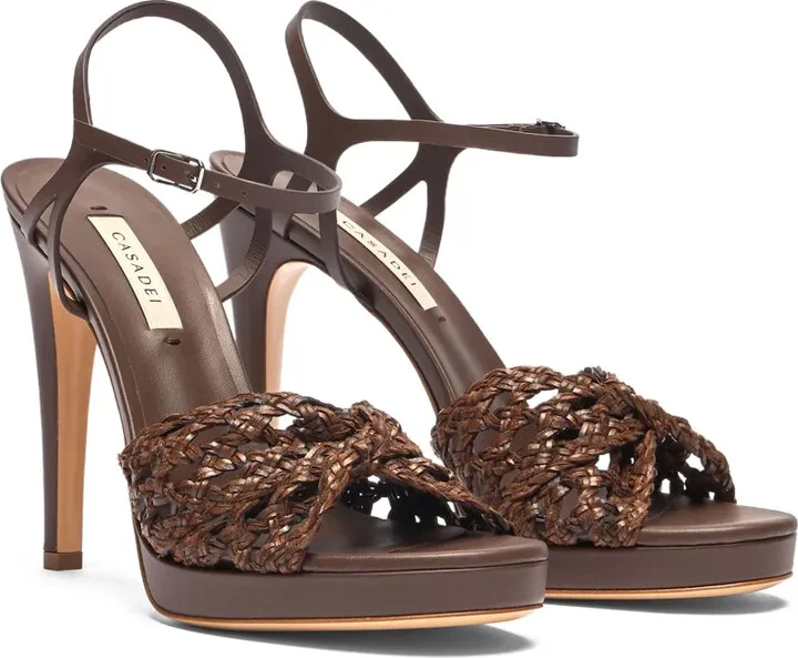 100mm Woven Heeled Sandals - Image 2