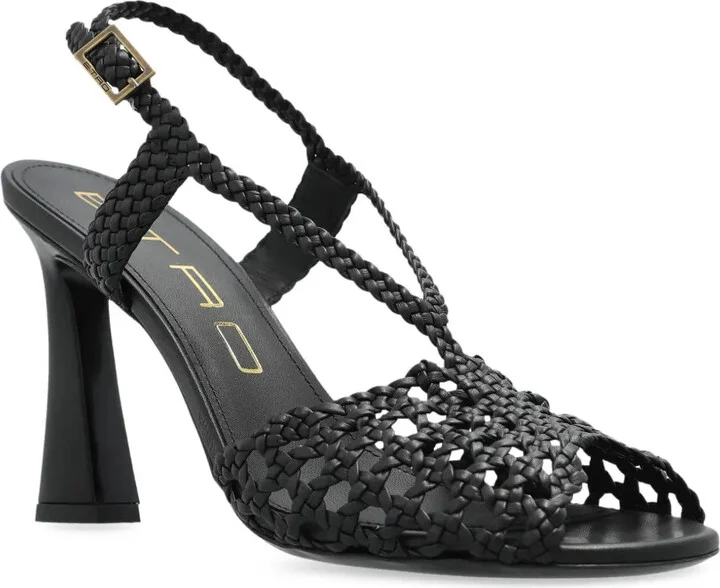 100mm Woven Heeled Sandals - Image 2