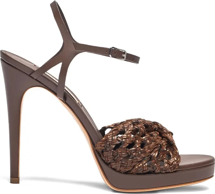 100mm Woven Heeled Sandals