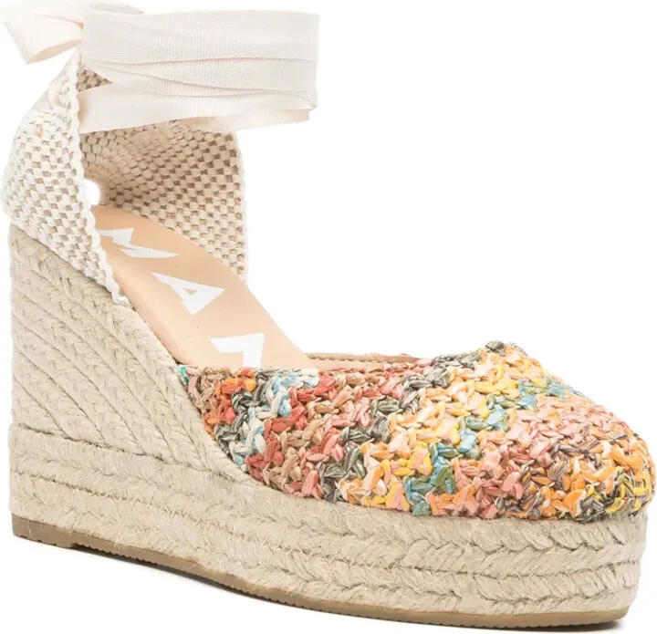 100mm Woven Raffia Espadrilles - Image 2