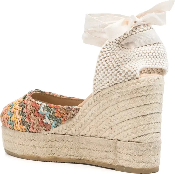 100mm Woven Raffia Espadrilles - Image 3