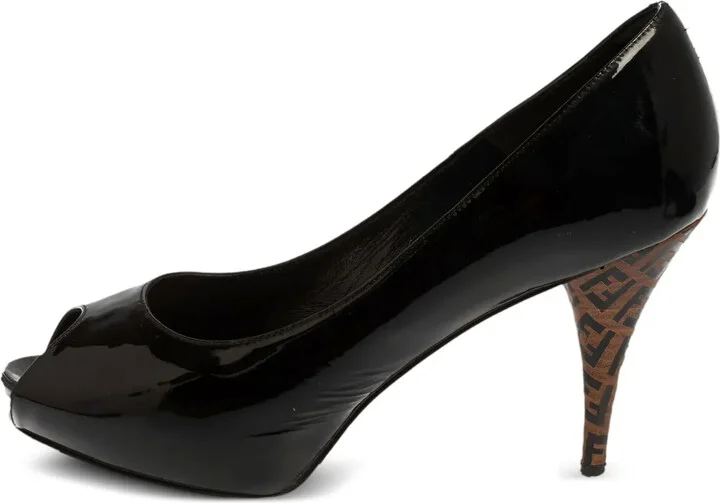 100mm Zucca-print patent leather pumps