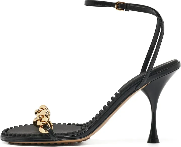 100mmchain-Detail Heeled Sandals