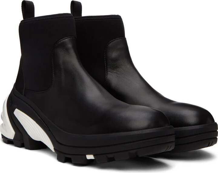 1017 ALYX 9SM Black Leather Mid Chelsea Boots - Image 4