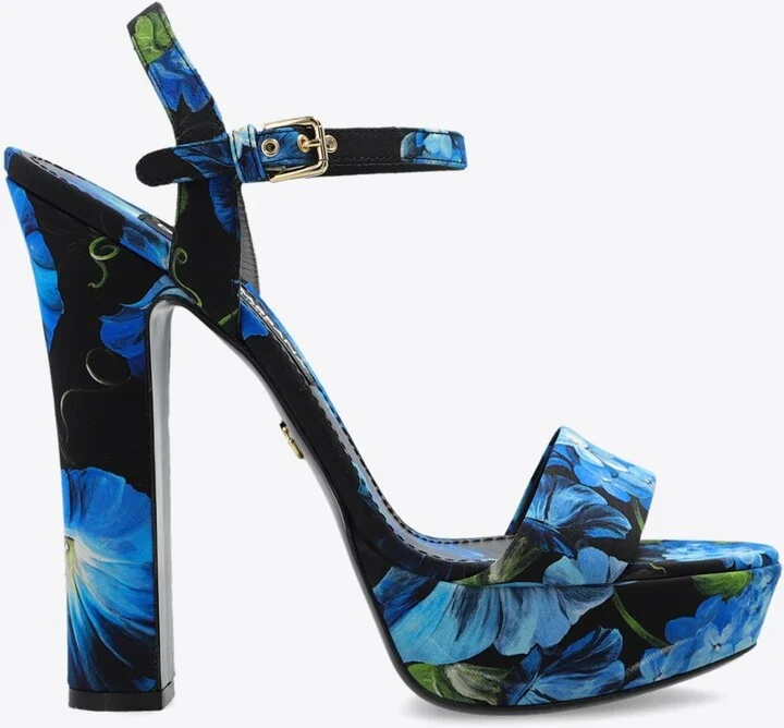 105 Bluebell Print Platform Sandals