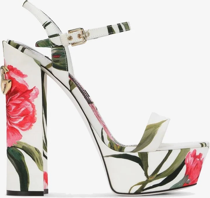 105 Carnation-Printed Platform Sandals