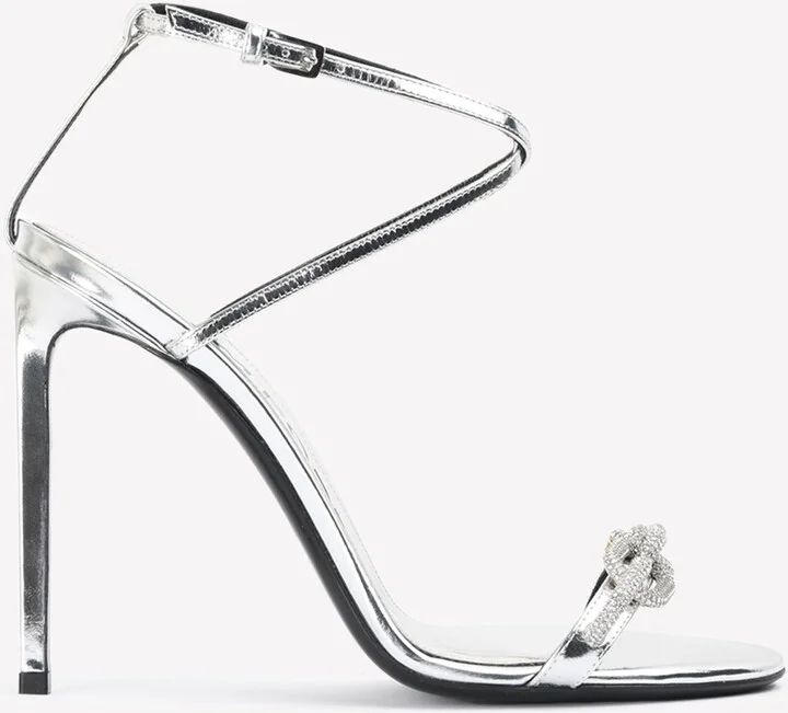 105 Crystal Chain Sandals in Metallic Leather