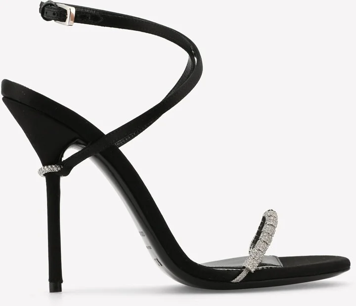 105 Crystal-Embellished Wraparound Satin Sandals