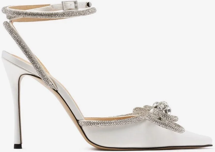 105 Double Bow Crystal-Embellished Satin Pumps