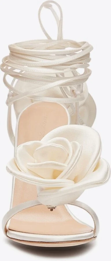 105 Double Flower Satin Sandals - Image 2