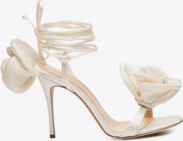 105 Double Flower Satin Sandals