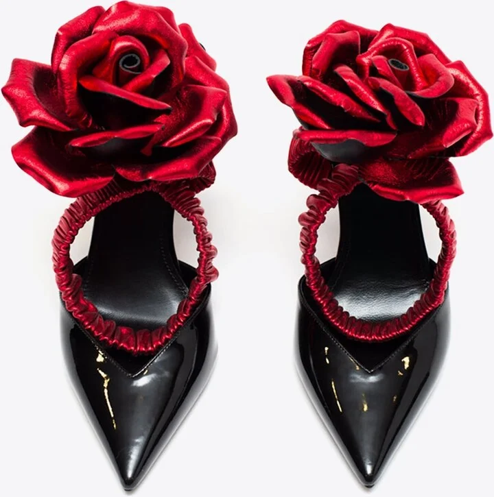 105 Floral Appliqué Patent-Leather Pumps - Image 2