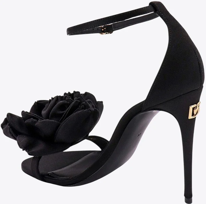 105 Floral Appliqué Satin Sandals - Image 2