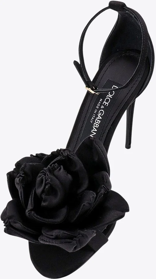 105 Floral Appliqué Satin Sandals - Image 3